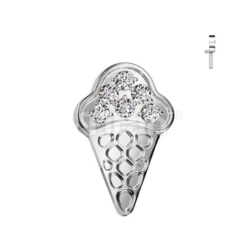 Implant Grade Titanium Internally Threaded CZ Pave Ice Cream Cone Top - Image 2
