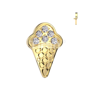 Implant Grade Titanium Internally Threaded CZ Pave Ice Cream Cone Top - Image 3