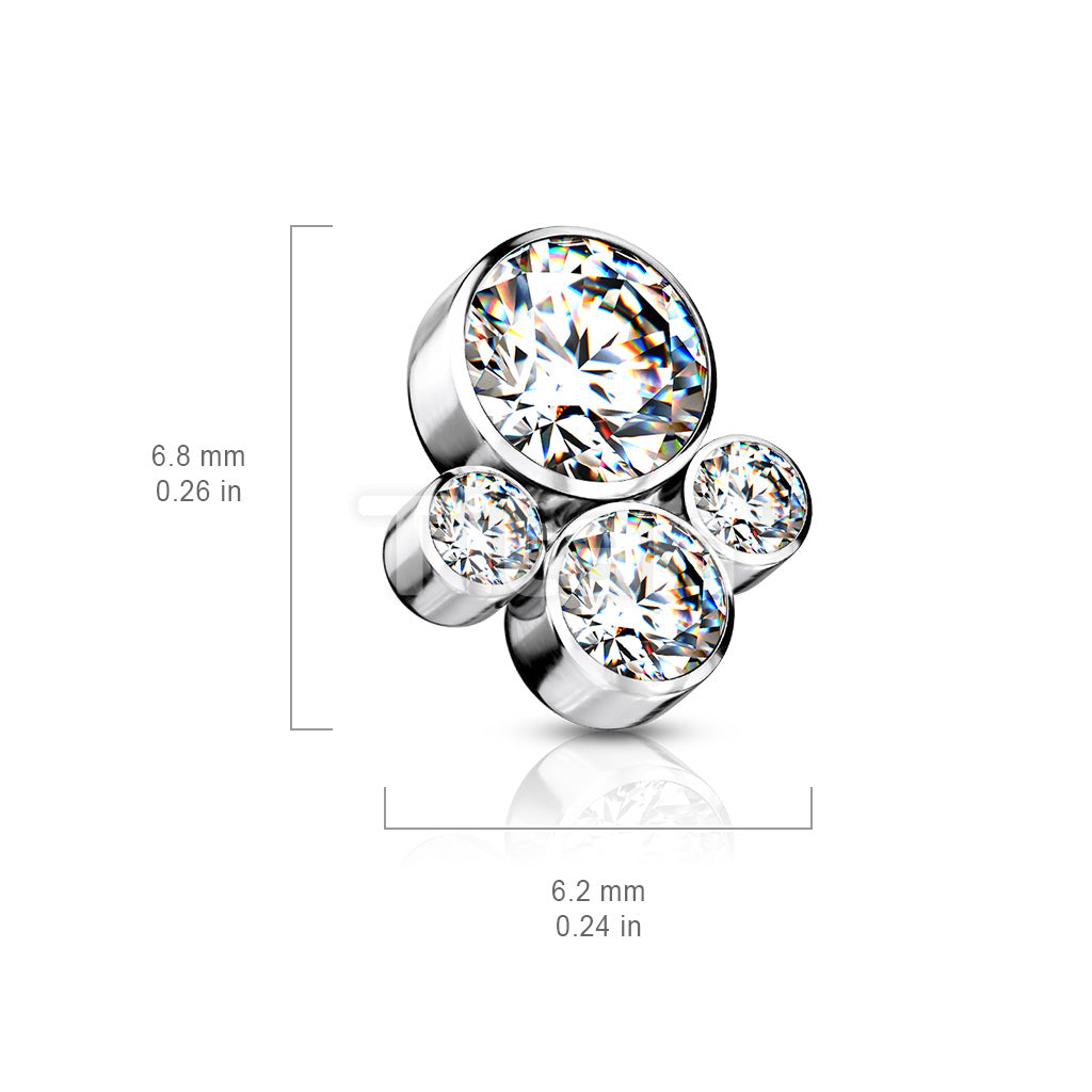 Implant Grade Titanium Internally Threaded Bezel Set CZ Cluster Top Parts - Image 8