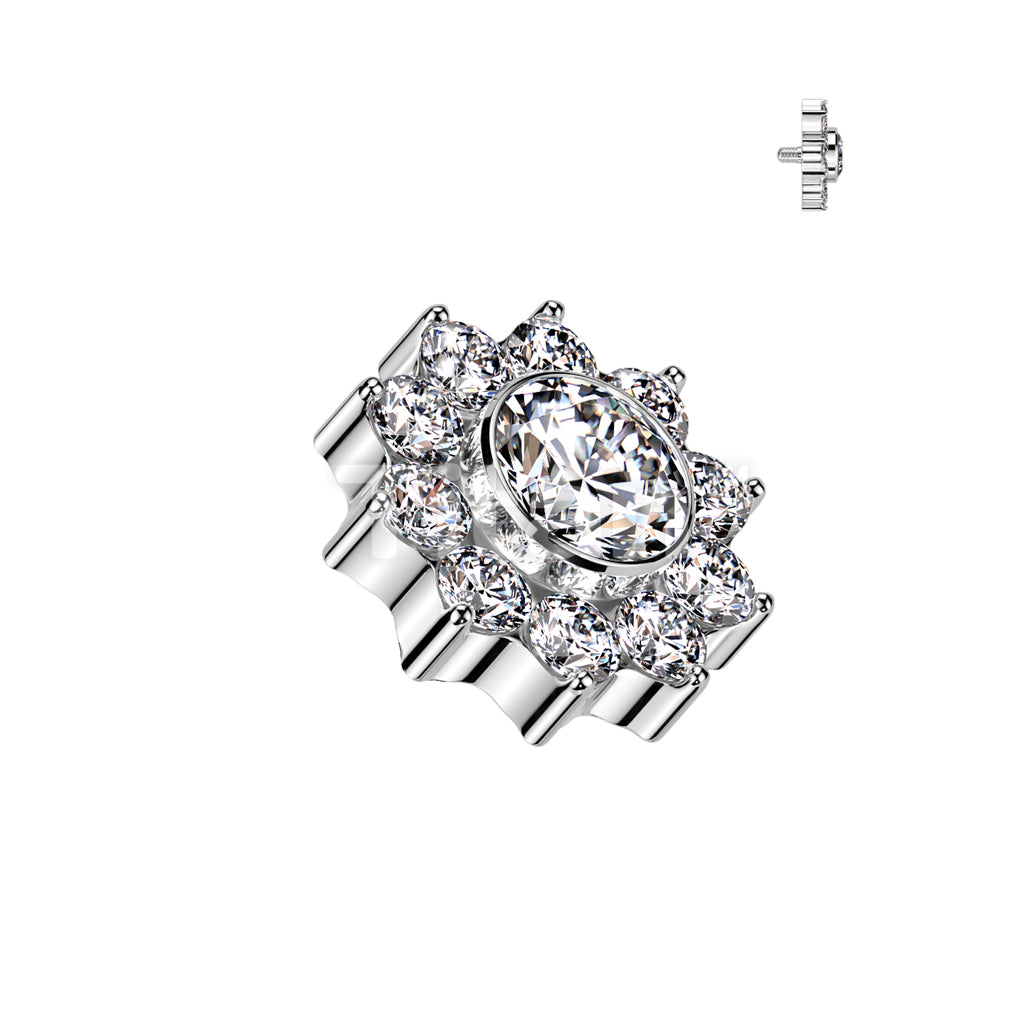 Implant Grade Titanium Internally Threaded CZ Pave Flower Top - Image 2