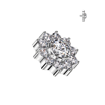 Implant Grade Titanium Internally Threaded CZ Pave Flower Top - Image 2