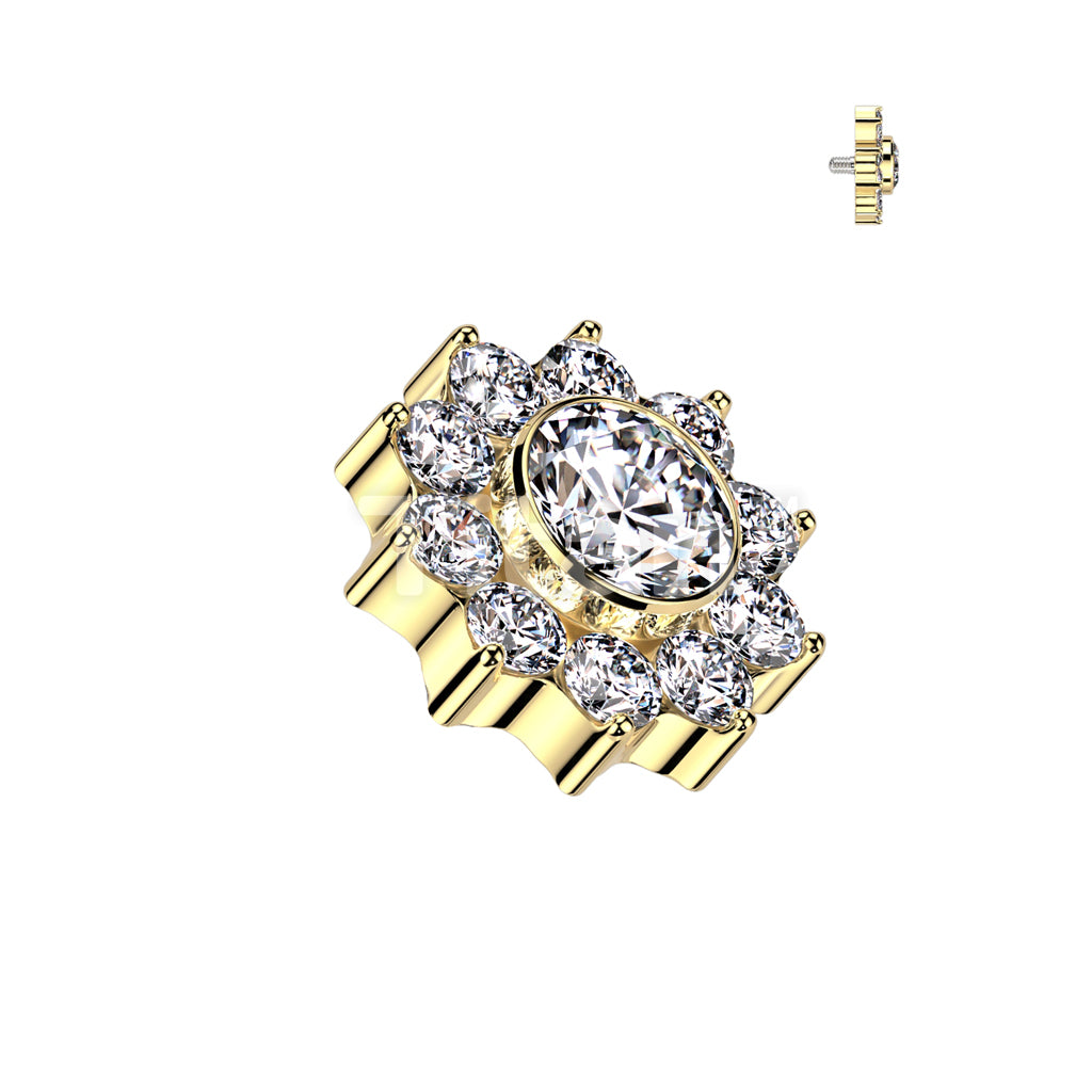 Implant Grade Titanium Internally Threaded CZ Pave Flower Top - Image 3