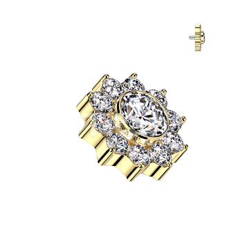 Implant Grade Titanium Internally Threaded CZ Pave Flower Top - Image 3