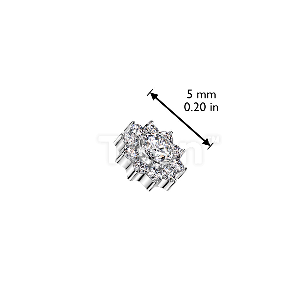 Implant Grade Titanium Internally Threaded CZ Pave Flower Top - Image 4