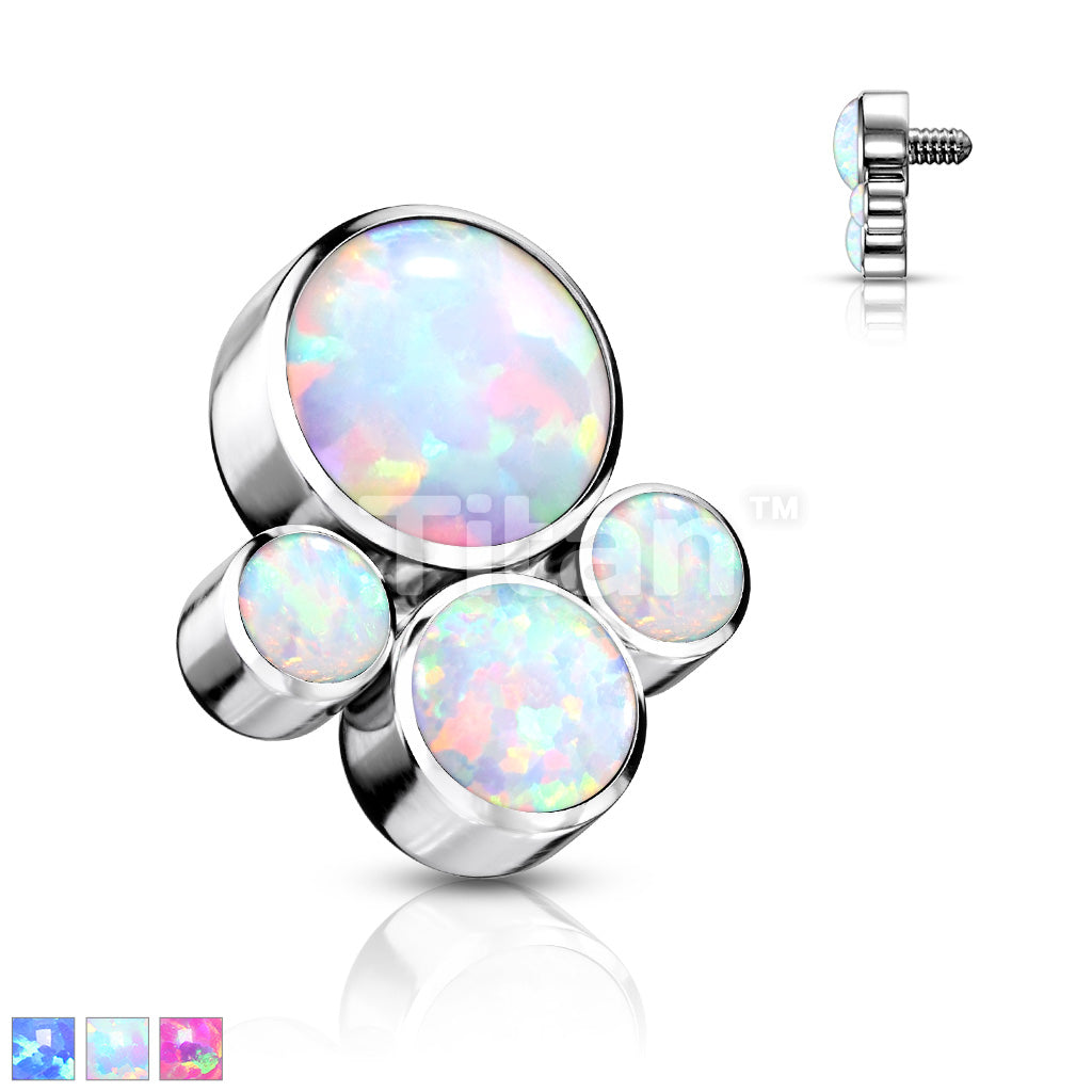 Implant Grade Titanium Internally Threaded Bezel Set Opal Cluster Top Parts - Image 2