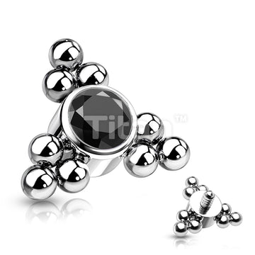 Implant Grade Titanium Internally Threaded Top With Bezel Set CZ Center and Trinity Ball Clusters - Image 5