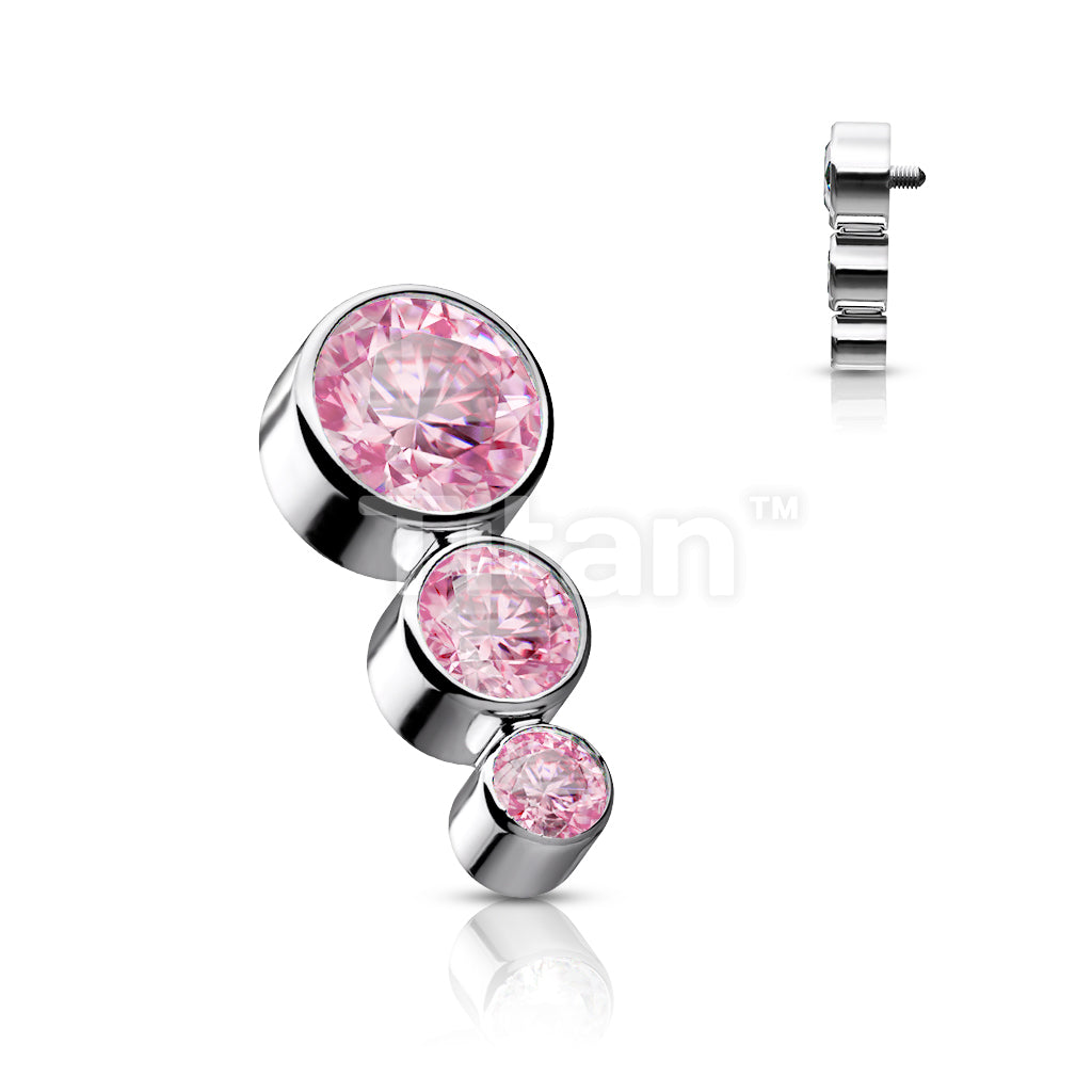 Implant Grade Titanium Internally Threaded Top With 3 Descending CZs - Image 5