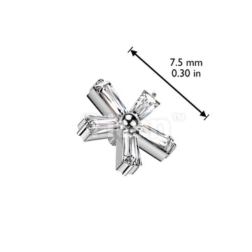 Implant Grade Titanium Internally Threaded 5 Baguette CZ Flower Top - Image 4