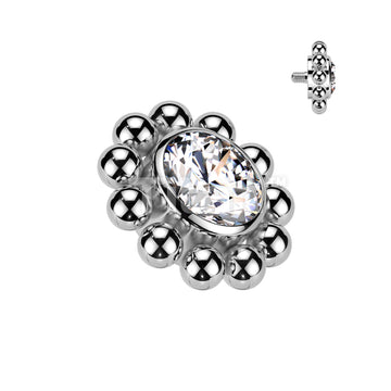 Implant Grade Titanium Internally Threaded Bezel Set CZ Center With Beaded Ball Edge Top - Image 3