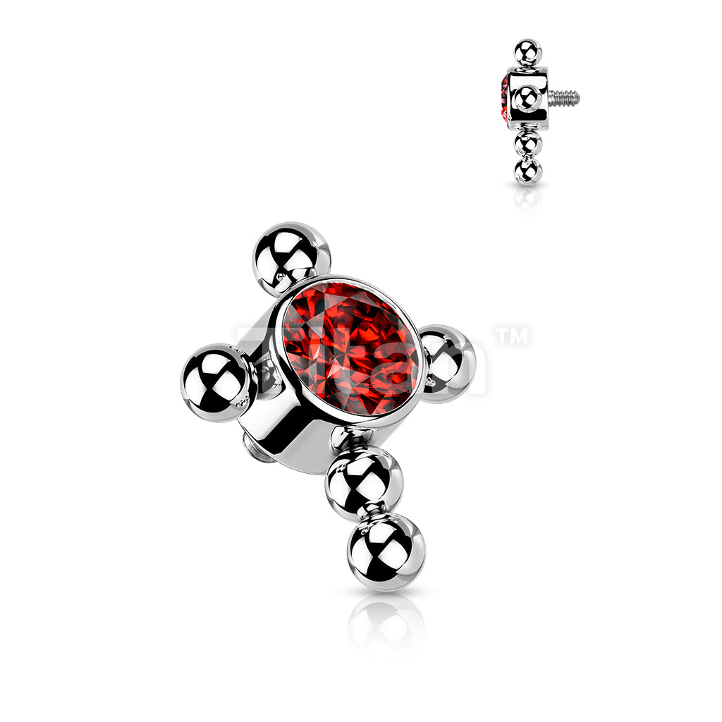 Implant Grade Titanium Internally Threaded Bezel Set CZ Center Beaded Ball Cross Top - Image 7