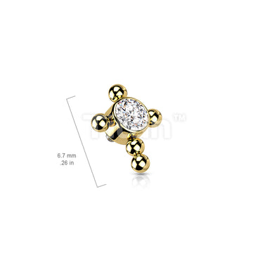 Implant Grade Titanium Internally Threaded Bezel Set CZ Center Beaded Ball Cross Top - Image 10