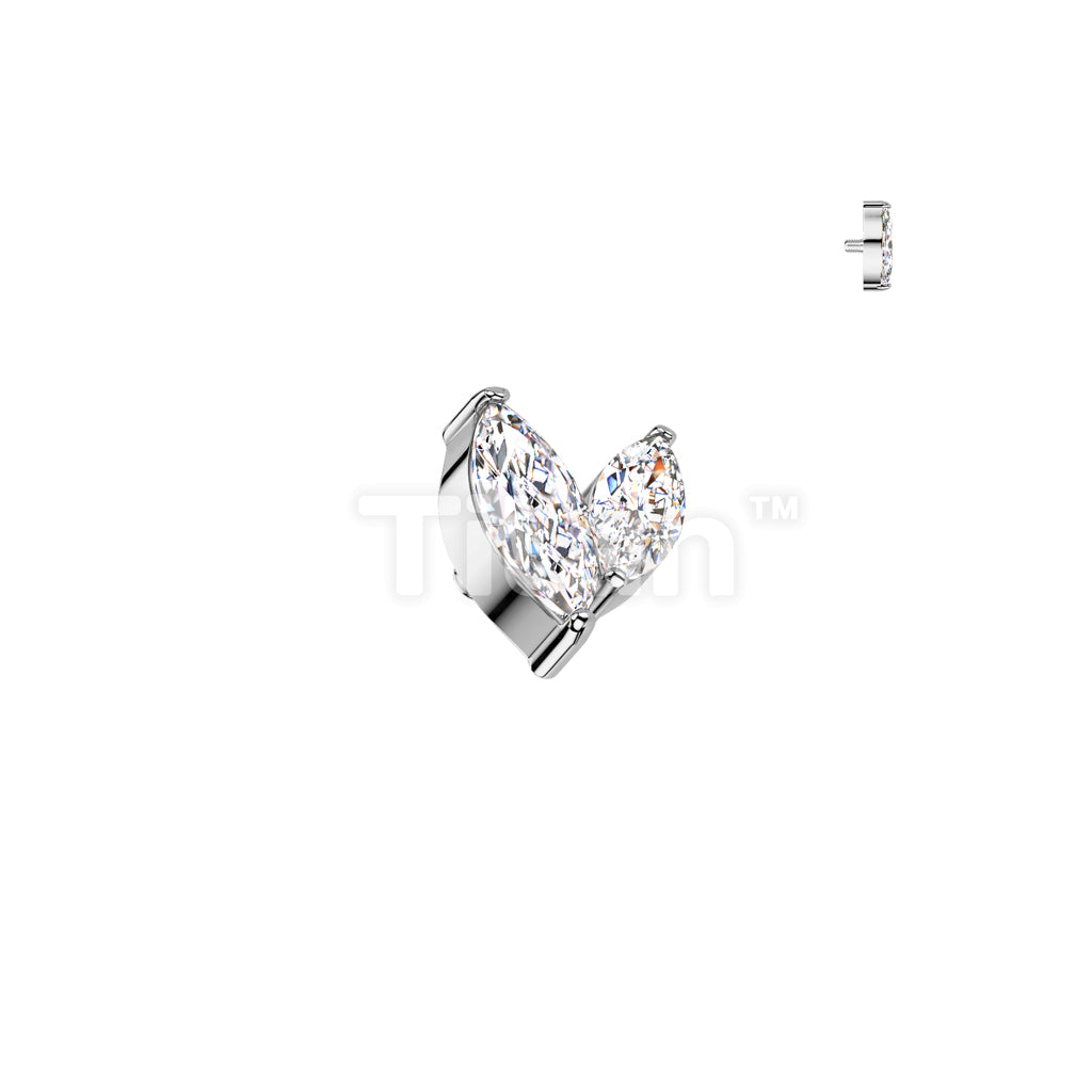 Implant Grade Titanium Internally Threaded Double Marquise CZ Top - Image 3