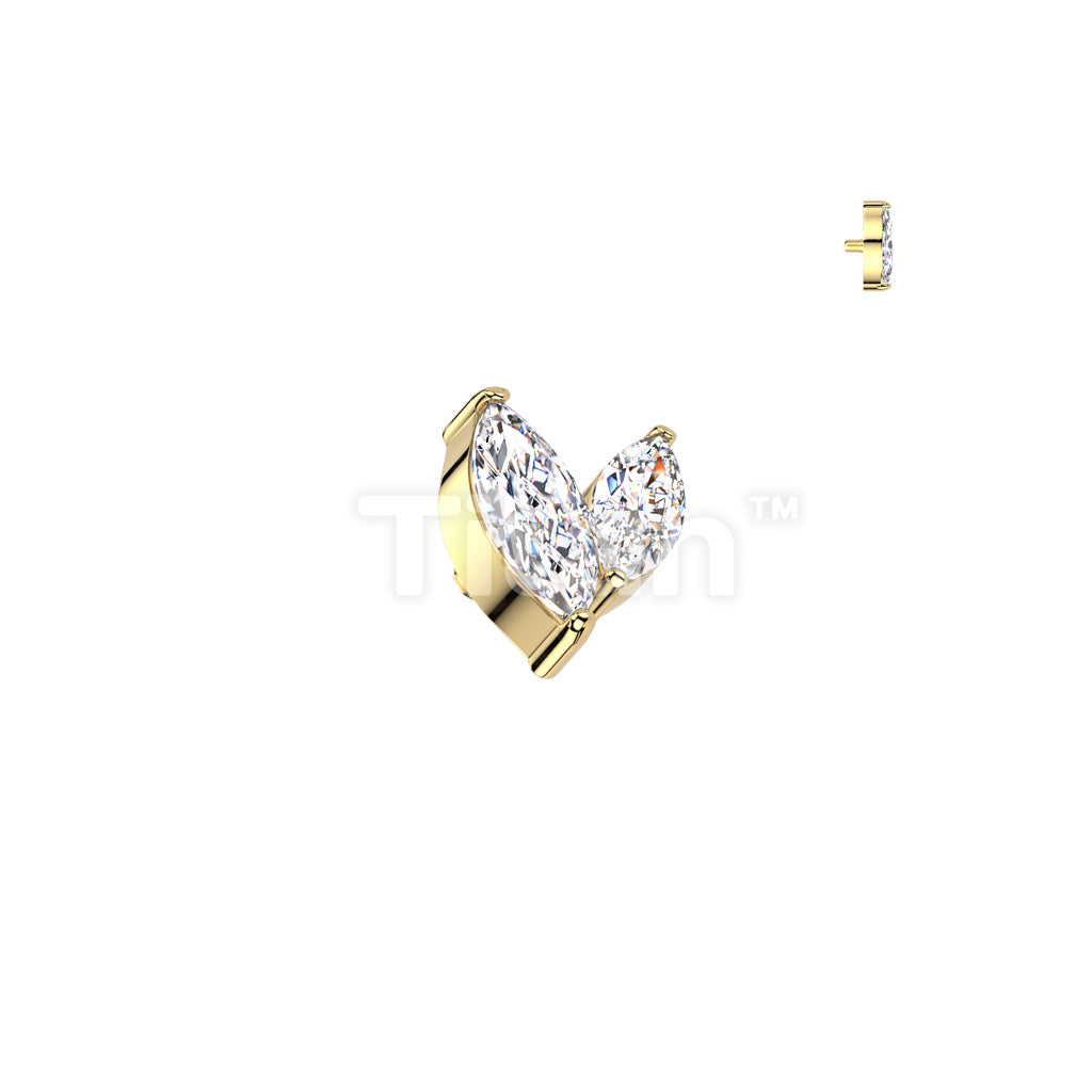 Implant Grade Titanium Internally Threaded Double Marquise CZ Top - Image 4