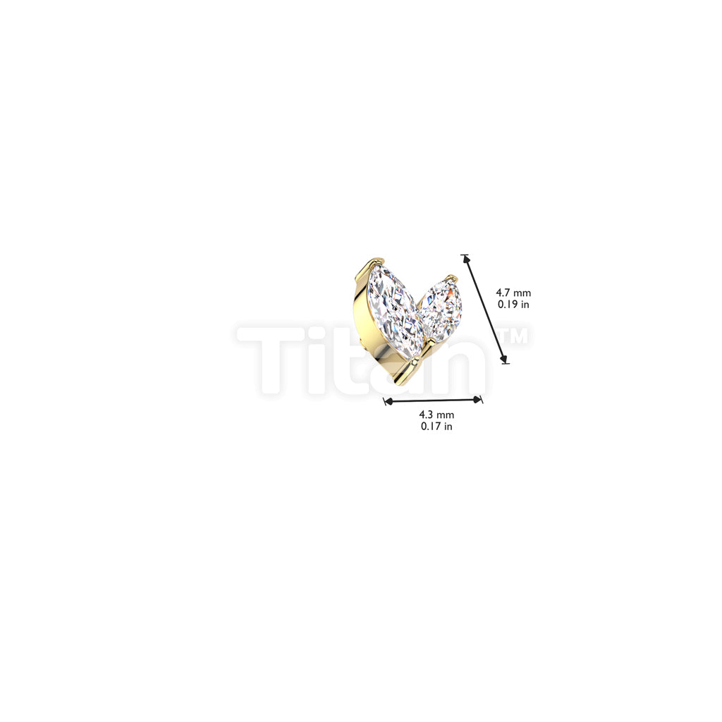 Implant Grade Titanium Internally Threaded Double Marquise CZ Top - Image 5