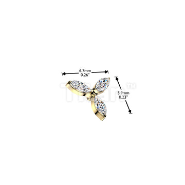 Titanium Internally Threaded 3 Marquise CZ Petals Flower Top - Image 4