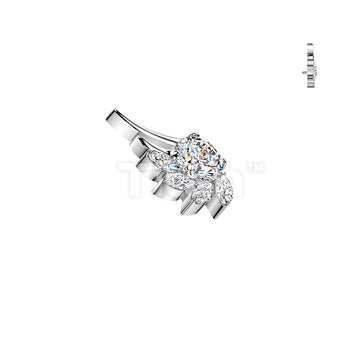 Titanium Internally Threaded CNC Set Marquise And Round CZ Angel Wing Top - Image 2