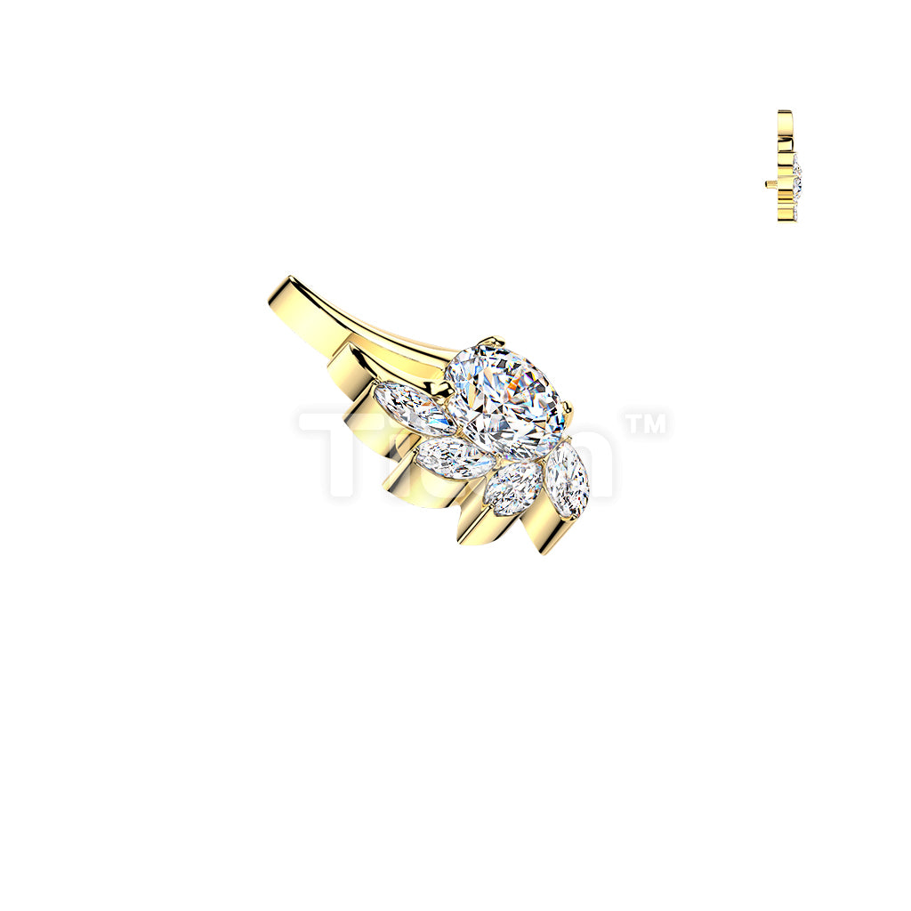 Titanium Internally Threaded CNC Set Marquise And Round CZ Angel Wing Top - Image 3