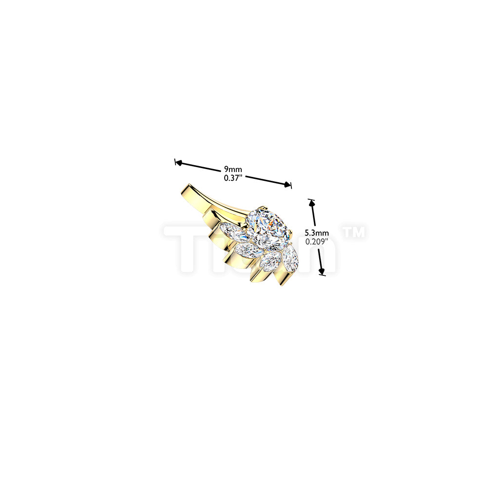 Titanium Internally Threaded CNC Set Marquise And Round CZ Angel Wing Top - Image 4