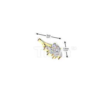 Titanium Internally Threaded CNC Set Marquise And Round CZ Angel Wing Top - Image 4