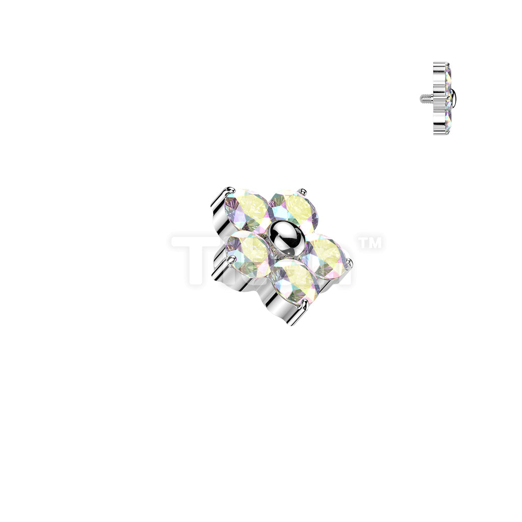 Titanium Internally Threaded 5 CZ Flower Top - Image 2