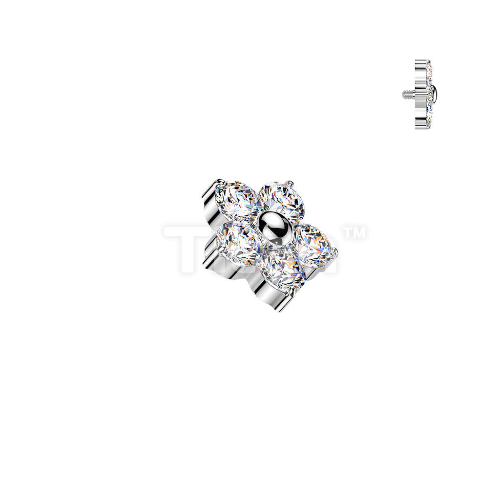Titanium Internally Threaded 5 CZ Flower Top - Image 3