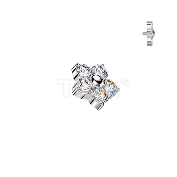 Titanium Internally Threaded 5 CZ Flower Top - Image 3
