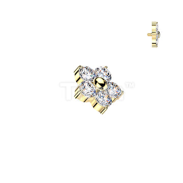 Titanium Internally Threaded 5 CZ Flower Top - Image 4