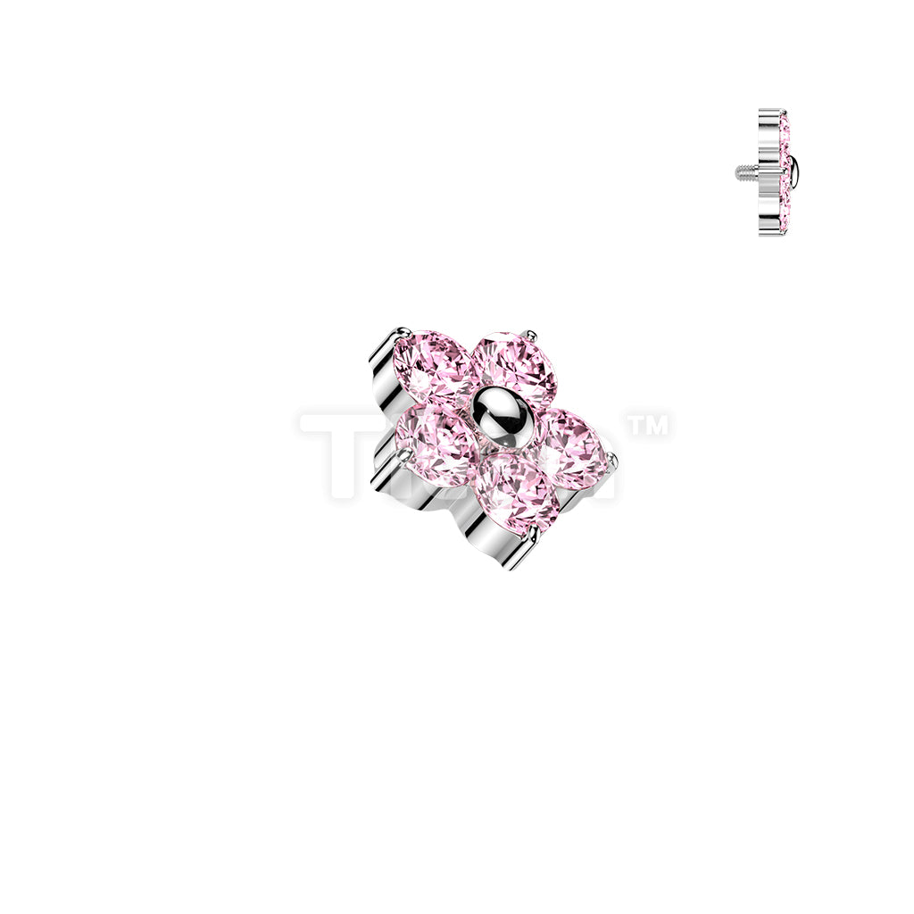 Titanium Internally Threaded 5 CZ Flower Top - Image 5