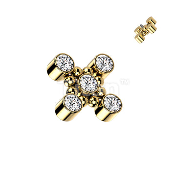 Implant Grade Titanium Internally Threaded Square Shaped Top With CZs and Beaded Balls - Image 3