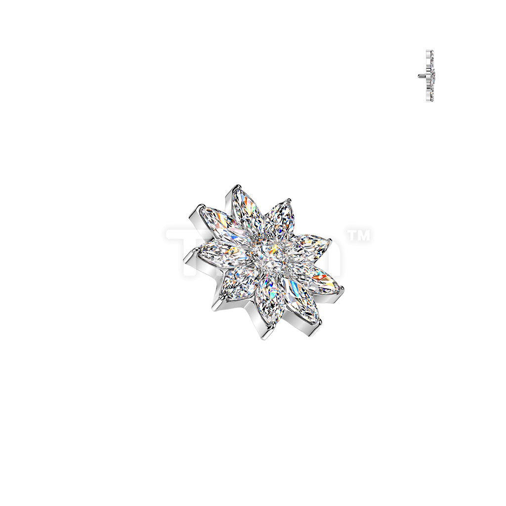 Titanium Internally Threaded CZ Petals Flower Top - Image 2