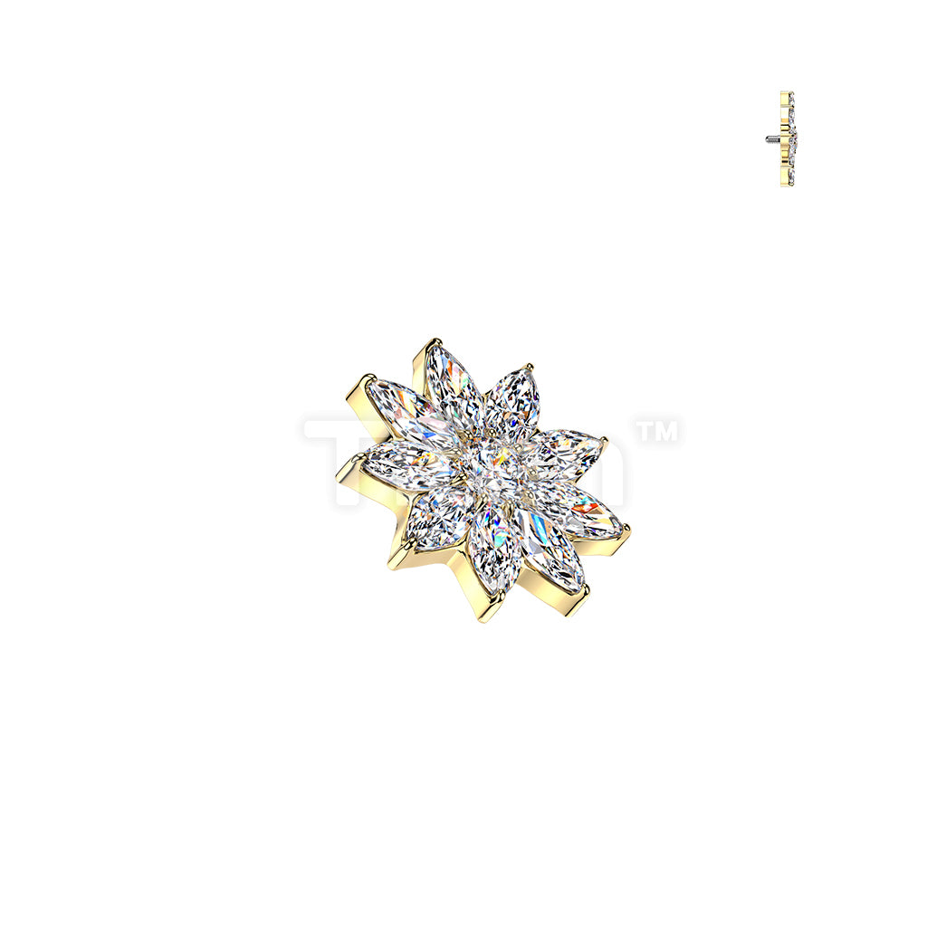 Titanium Internally Threaded CZ Petals Flower Top - Image 3