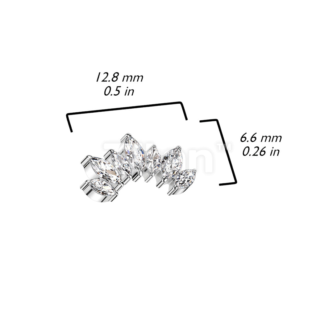 Implant Grade Titanium Internally Threaded 7 Marquise CZ Set Curve Top - Image 4