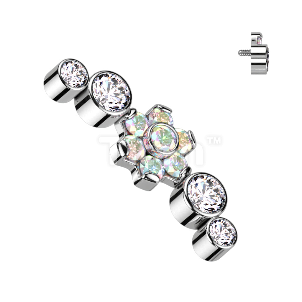 Implant Grade Titanium Internally Threaded Top With CZ Flower Center... - Image 2