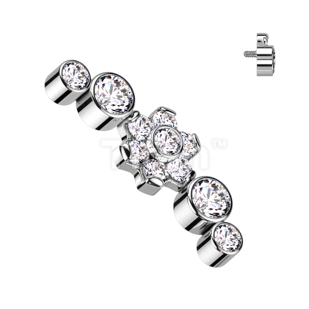 Implant Grade Titanium Internally Threaded Top With CZ Flower Center... - Image 3