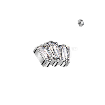 Implant Grade Titanium Internally Threaded 3 Baguette Top With CZ or Opal Center - Image 3