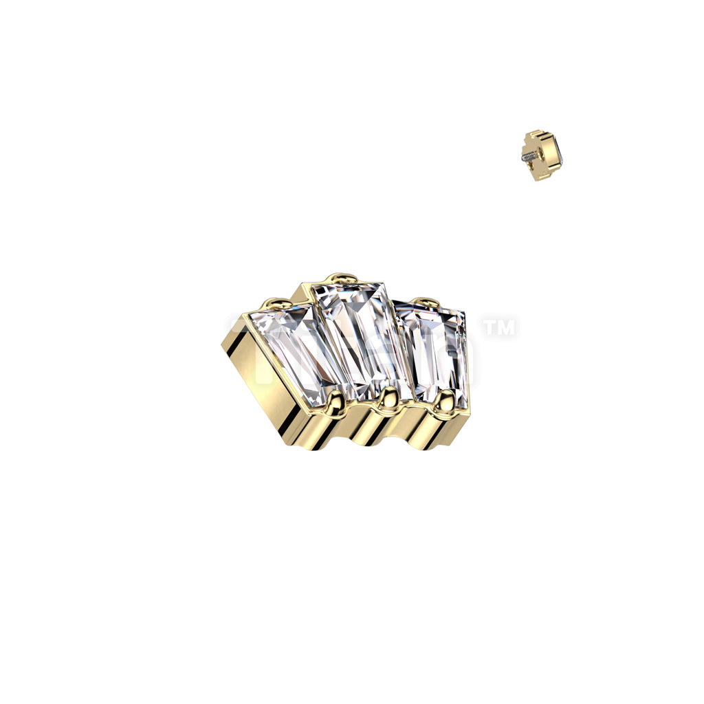 Implant Grade Titanium Internally Threaded 3 Baguette Top With CZ or Opal Center - Image 4