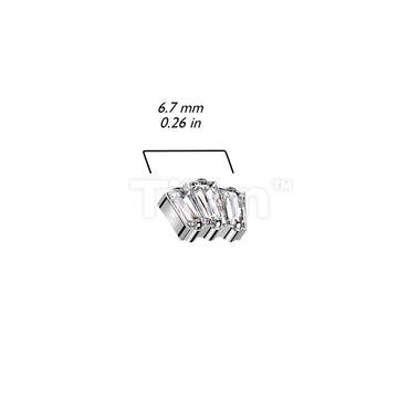 Implant Grade Titanium Internally Threaded 3 Baguette Top With CZ or Opal Center - Image 5