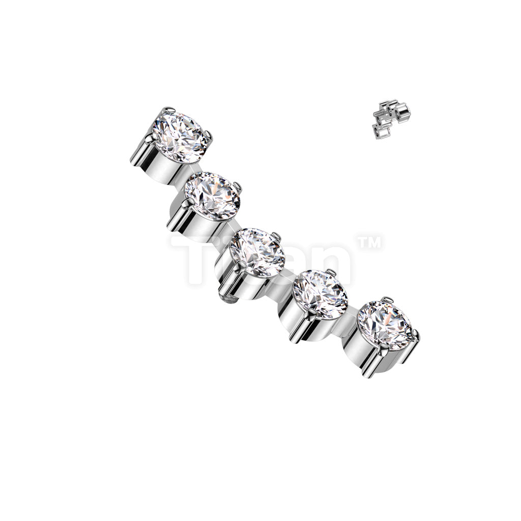 Implant Grade Titanium Internally Threaded 5 Round CZ Curved Top - Image 3
