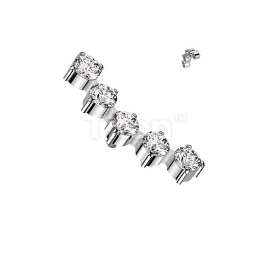 Implant Grade Titanium Internally Threaded 5 Round CZ Curved Top - Image 3