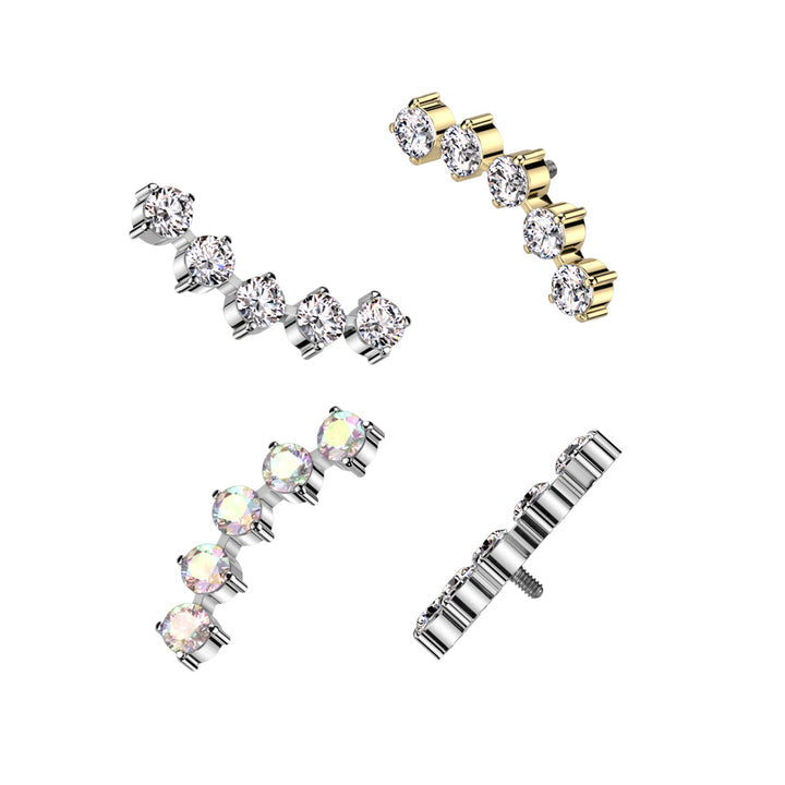 Implant Grade Titanium Internally Threaded 5 Round CZ Curved Top