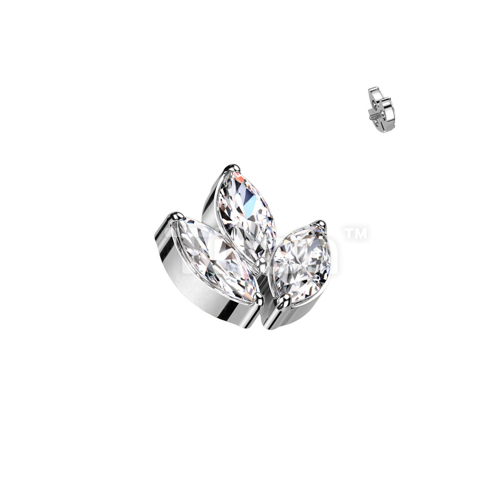 Implant Grade Titanium Internally Threaded 3 Marquise CZ Leaf Top - Image 4