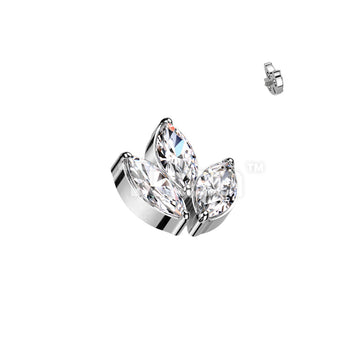Implant Grade Titanium Internally Threaded 3 Marquise CZ Leaf Top - Image 4