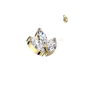 Implant Grade Titanium Internally Threaded 3 Marquise CZ Leaf Top - Image 5