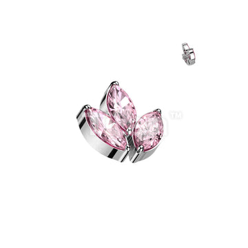 Implant Grade Titanium Internally Threaded 3 Marquise CZ Leaf Top - Image 7