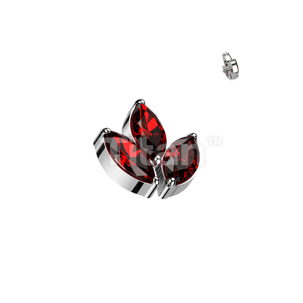 Implant Grade Titanium Internally Threaded 3 Marquise CZ Leaf Top - Image 8