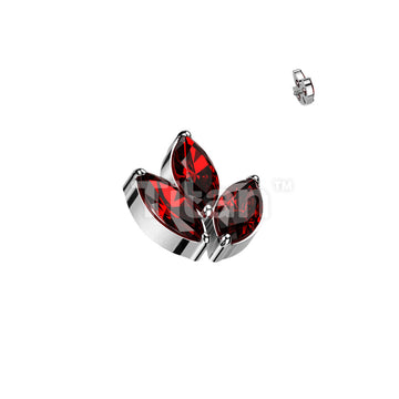 Implant Grade Titanium Internally Threaded 3 Marquise CZ Leaf Top - Image 8
