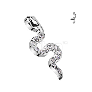 Implant Grade Titanium Internally Threaded CZ Pave Snake Top - Image 2