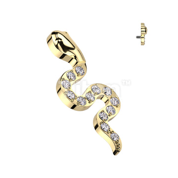 Implant Grade Titanium Internally Threaded CZ Pave Snake Top - Image 3