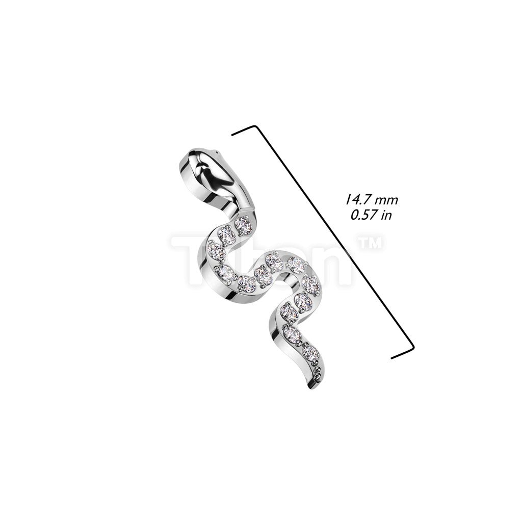 Implant Grade Titanium Internally Threaded CZ Pave Snake Top - Image 4