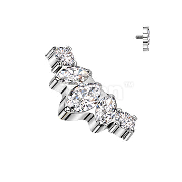 Implant Grade Titanium Internally Threaded Marquise and Round CZ Fan Top - Image 2
